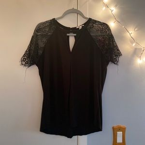 Black Top with Lace Sleeves